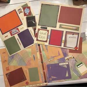 Pre-Made 12x12 School Colorful Scrapbook Page Set-includes 4 school theme pages